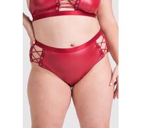 Lovehoney Plus Size Fierce Red Leather-Look Lace-Up Open-Back Knickers - One Size Queen - Red Red