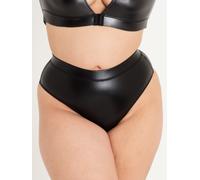 Lovehoney Plus Size Fierce Wet Look Cut-Out Thong - 3X / 4X - Black Black