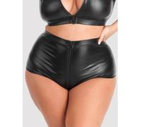 Lovehoney Plus Size Fierce Wet Look High-Waisted Knickers - 1X / 2X - Black Black