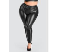 Lovehoney Plus Size Fierce Wet Look Zip-Around Leggings - 1X / 2X - Black Black