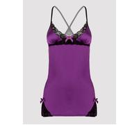Lovehoney Plus Size Satin and Lace Chemise Set Plum - 3X / 4X - Purple Purple