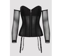 Lovehoney Plus Size Secret Silhouette Black Steel-Boned Long Sleeve Corset - 3X / 4X - Black Black