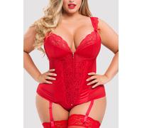 Lovehoney Plus Size Treasure Me Red Push-Up Basque Set - 5X / 6X - Red Red