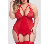 Lovehoney Plus Size Wild Romance Red Basque Set - One Size Queen - Red Red