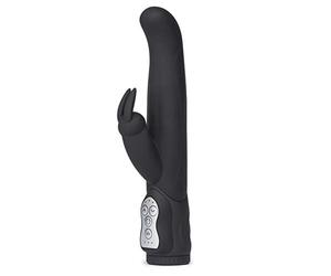 Lovehoney Power Play Rabbit Vibrator - 5.5 Inch Curved G Spot Vibrator for Women - 7 Patterns & 3 Speeds - Silicone Dual Stimulation Adult Sex Toy - Waterproof - Black