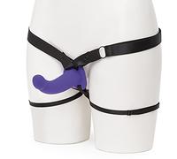 Lovehoney Purple Double Take Double Ended Strap On Dildo - Curved 7 Inch Silicone Dual Ended Dildo for Women - Elasticated & Adjustable Harness - Adult Sex Toy - Waterproof - Purple