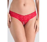 Lovehoney Red Crotchless Pearl Thong - S / M - Red Red