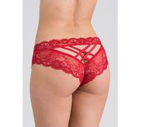 Lovehoney Red Lace Crotchless Criss-Cross Back Knickers - XXL - Red Red