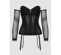 Lovehoney Secret Silhouette Black Steel-Boned Long Sleeve Corset - Large - Black Black
