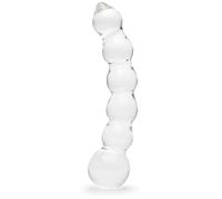 Lovehoney Sensual Glass Dildo | 7 inch Large Beaded Cock Couples Sex Toy | Long Anal Dildo for Temperature Play | Curved Penis G Spot & Prostate Massager Adult Sex Toys for Women & Men | Clear