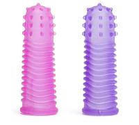 Lovehoney Textured Finger Sleeve Stimulators, PVC, Pink & Purple, Pack of 2