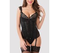 Lovehoney Treasure Me Black Push-Up Basque Set - Large - Black Black