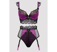 Lovehoney Treasure Me Purple Push-Up Bra Set - Small - Purple Purple