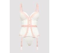 Lovehoney Vintage Bliss Ivory Lace Open-Back Basque Set - Medium - Ivory Ivory