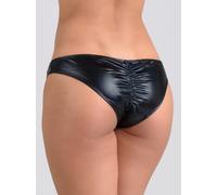Lovehoney Wet Look Crotchless Knickers - One size - Black Black