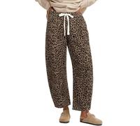 loveimgs Women Baggy Cheetah Print Barrel Jeans Leopard Printed Denim Barrel Pants Elastic Waist Wide Leg Jean Drawstring Y2k, Classic Leopard, M