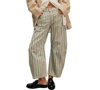 loveimgs Women Boyfriend Baggy Barrel Jeans Floral Print Denim Ankle Pants Wide Leg Mid Rise Jeans Sweatpants Y2k Patchwork, Stripe, XS