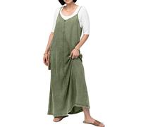 loveimgs Women Vintage Spaghetti Strap Denim Maxi Dress Long Jean Overall Dress Flowy Boho Sundress Summer Lightweight, Armygreen, L