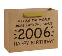Loveinside 13" Large 20th Retro Birthday Kraft Paper Gift Bag - Making the World More Awesome Since 2006 Paper Bags for Friends Adult Birthday
