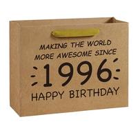 Loveinside 13" Large 30th Retro Birthday Kraft Paper Gift Bag - Making the World More Awesome Since 1996 Paper Bags for Friends Men Women Birthday