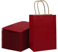 Loveinside 33 x 25.4 x 12.7 cm Paper Bags Kraft Red Gift Bags Bulk with Handles for Birthday Wedding Party Favors 25pcs/ set