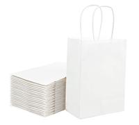 Loveinside 33 x 25.4 x 12.7 cm Paper Bags Kraft White Gift Bags Bulk with Handles for Birthday Wedding Party Favors 25pcs/ set