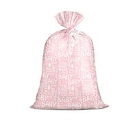 Loveinside Jumbo Large Plastic Gift Bag, Birthday Design Plastic Bag with Tag and Tie - Baby Pink - 142.3 x 91.5 cm, 1 Pcs