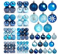 LOVEINUSA 100PCS Christmas Ball Ornament Set, Shatterproof Christmas Tree Balls Assorted Blue Christmas Baubles Glitter Hanging Decorations for Xmas Tree Wreath Christmas Party
