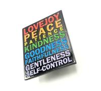 Lovejoy Peace Patience Kindness Goodness Faithfulness Gentleness Self Control Black Words of Wisdom Metal Enamel Pin Badge