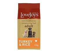 Lovejoys Complete Dry Dog Food Hypoallergenic Recipe, Turkey & Rice, 12kg - Wheat-Free Dried Dog Biscuits and Sensitive Dog Food Dry