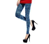 Lovelegis Women's Leggings - Jeans Effect - Print - Pockets - Leggings - one Size - Tight - Stretch - Blue - Christmas and Birthday Gift idea