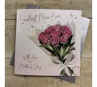 LOVELIEST MUM - PEONIES MOTHER'S DAY CARD, HAND FINISHED (M26-1)