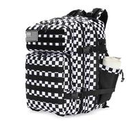 Lovelinks21 25L Tactical Backpack Waterproof Military Tactical Backpack for Men and Women Assault Pack Small Travel Backpack, Black White Checkered, S, Daypack Backpacks