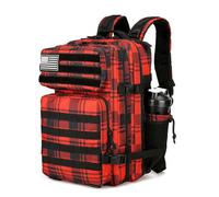 Lovelinks21 25L Tactical Backpack Waterproof Military Tactical Backpack for Men and Women Assault Pack Small Travel Backpack, Red Plaid, S, Daypack Backpacks