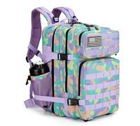 Lovelinks21 45L Tactical Assault Backpack 3 day assault pack with Molle Waterproof backpack Rucksack for Tactical Backpacks, Purplegreenyellow, L, Backpack