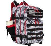 Lovelinks21 45L Tactical Assault Backpack 3 day assault pack with Molle Waterproof backpack Rucksack for Tactical Backpacks, Black White Red, L, Backpack
