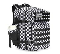 Lovelinks21 45L Tactical Assault Backpack 3 day assault pack with Molle Waterproof backpack Rucksack for Tactical Backpacks, Black and White Check, L, Backpack