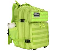 Lovelinks21 45L Tactical Assault Backpack 3 day assault pack with Molle Waterproof backpack Rucksack for Tactical Backpacks, Fluorescent Green, L, Backpack