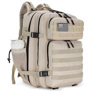 Lovelinks21 45L Tactical Assault Backpack 3 day assault pack with Molle Waterproof backpack Rucksack for Tactical Backpacks, Light Khaki, L, Backpack