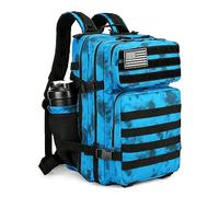 Lovelinks21 Military Tactical Backpack Waterproof 3 Day Assault Pack Large Capacity Hiking Rucksack, Blue Water Pattern, 35L, Outdoor