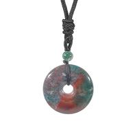 Loveliome - Butterfly skull pendant with natural crystal stones, adjustable black cord hand carved, Indian Agate, Not a gemstone