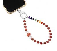 Loveliome Crystal Phone Charm Strap with Hexagonal Prism - Stone Beaded Wrist Lanyard for iPhone or Bag, Handmade Phone Accessories for Women, Strawberry Quartz