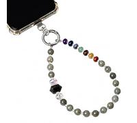 Loveliome Crystal Phone Charm Strap with Hexagonal Prism - Stone Beaded Wrist Lanyard for iPhone or Bag, Handmade Phone Accessories for Women, Natural Labradorite