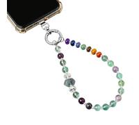 Loveliome Crystal Phone Charm Strap with Hexagonal Prism - Stone Beaded Wrist Lanyard for iPhone or Bag, Handmade Phone Accessories for Women, Fluorite