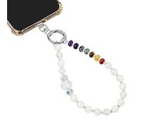 Loveliome Crystal Phone Charm Strap with Hexagonal Prism - Stone Beaded Wrist Lanyard for iPhone or Bag, Handmade Phone Accessories for Women, Rock Quartz