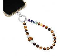 Loveliome Crystal Phone Charm Strap with Hexagonal Prism - Stone Beaded Wrist Lanyard for iPhone or Bag, Handmade Phone Accessories for Women, Tiger's Eye