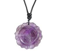 Loveliome - Healing Crystal Rose Pendant for Women Floral Valentine's Day, Amethyst, No Gemstone