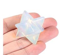 Loveliome Opalite Merkaba Star Crystal 1 Inch - Synthetic Gemstone Sacred Geometry, Hand Carved Six-Pointed Star Healing Crystal Gift for Meditation