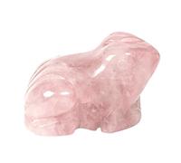 Loveliome Rose Quartz Stone Frog Figurine, Hand Carved Crystal Frog Statue 1.5 Inch Gemstone Sculpture, Pocket Collectible Desk Decor Gift for Women Men