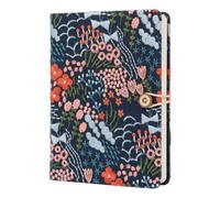 Loveliome Unique Embroidered Journal A5 - Fabric Cover Lined Diary Notebook for Women Lined Diary | Gift for Her Birthday Christmas | 112 Sheets Acid-Free Paper, Dark Blue Flowerstream